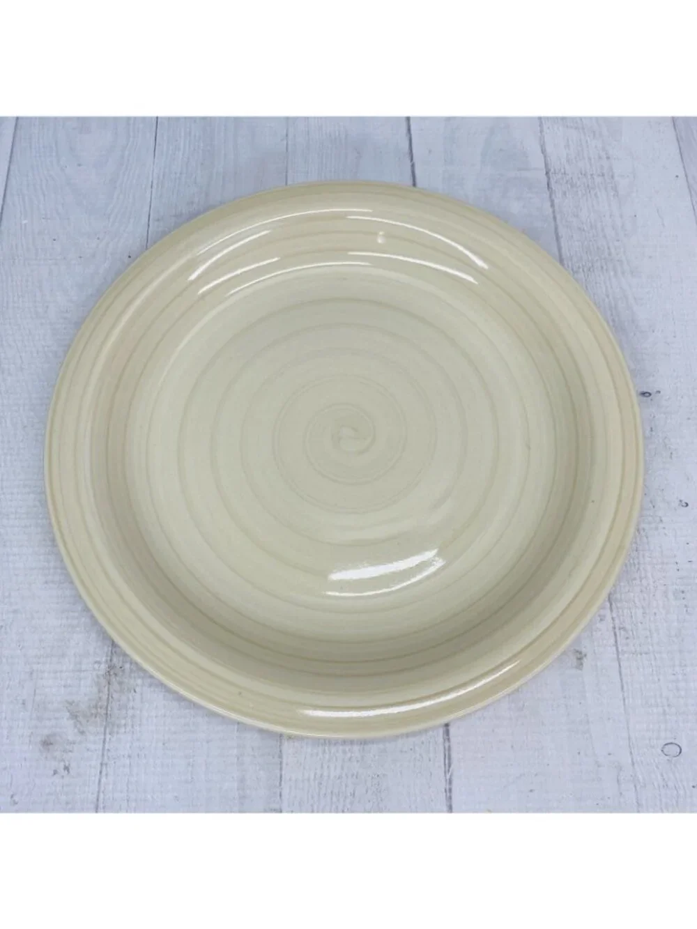 Citrus Grove BEIGE SANDSTONE SWIRL Hand Paint Stoneware Dinner Plates Set Of 4